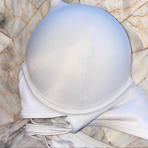 32B Small 2 Piece Set Swim Bombshell Longline Bikini White Adds two cup sizes - Picture 12 of 16